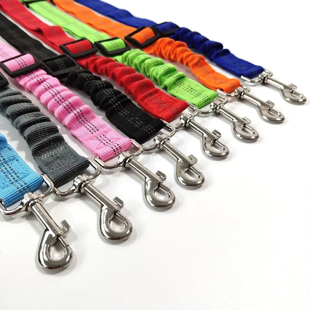 Reflective Adjustable Dog Car Seat Belt with Bungee Harness