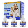 A box and three refill bottles of dog calming pheromone diffuser oil for pets