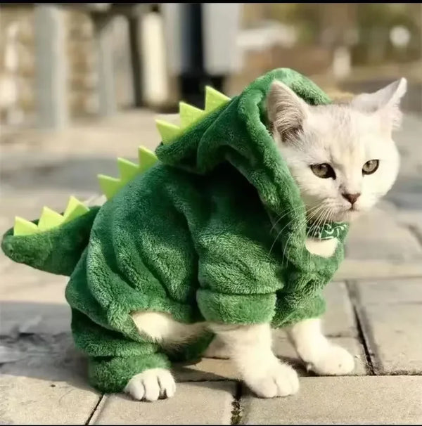 Sudadera de Fleece con Capucha de Dinosaurio para Mascotas