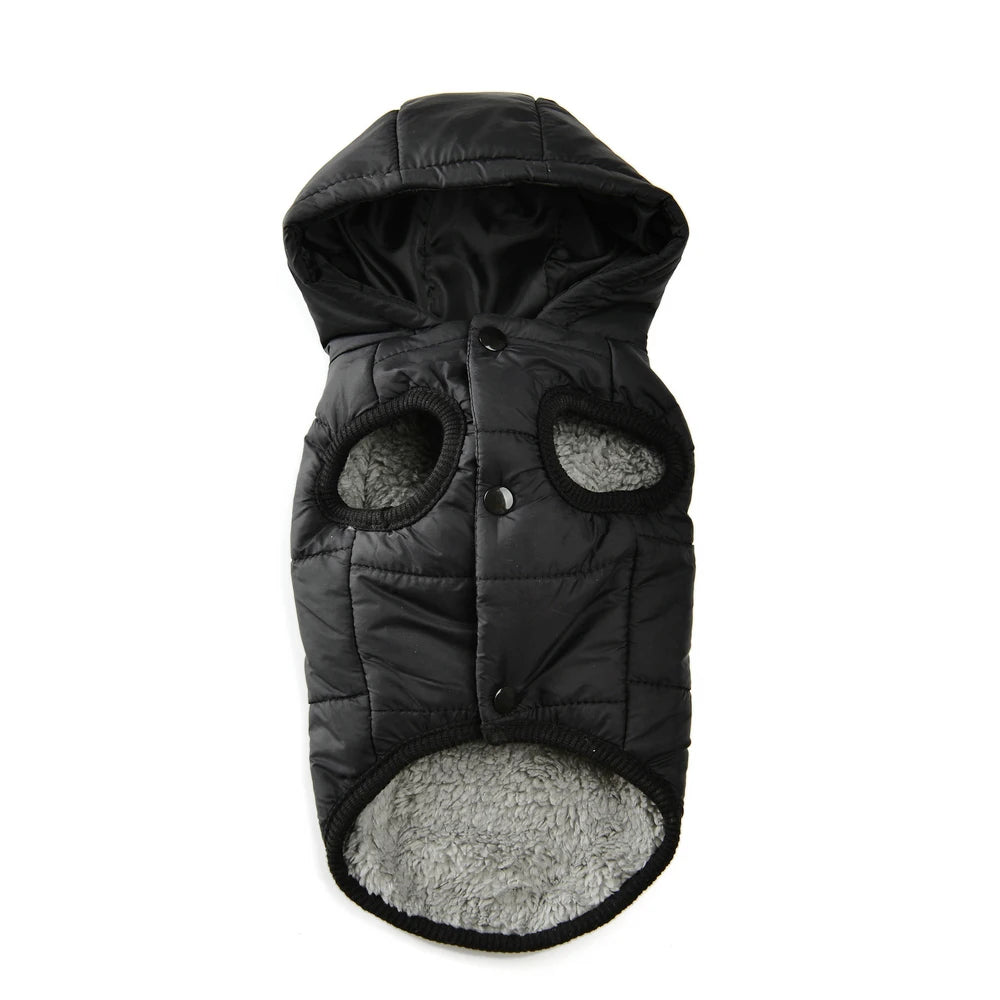 Sweat-shirt en polaire noire pour chien avec capuche et poches à la poitrine