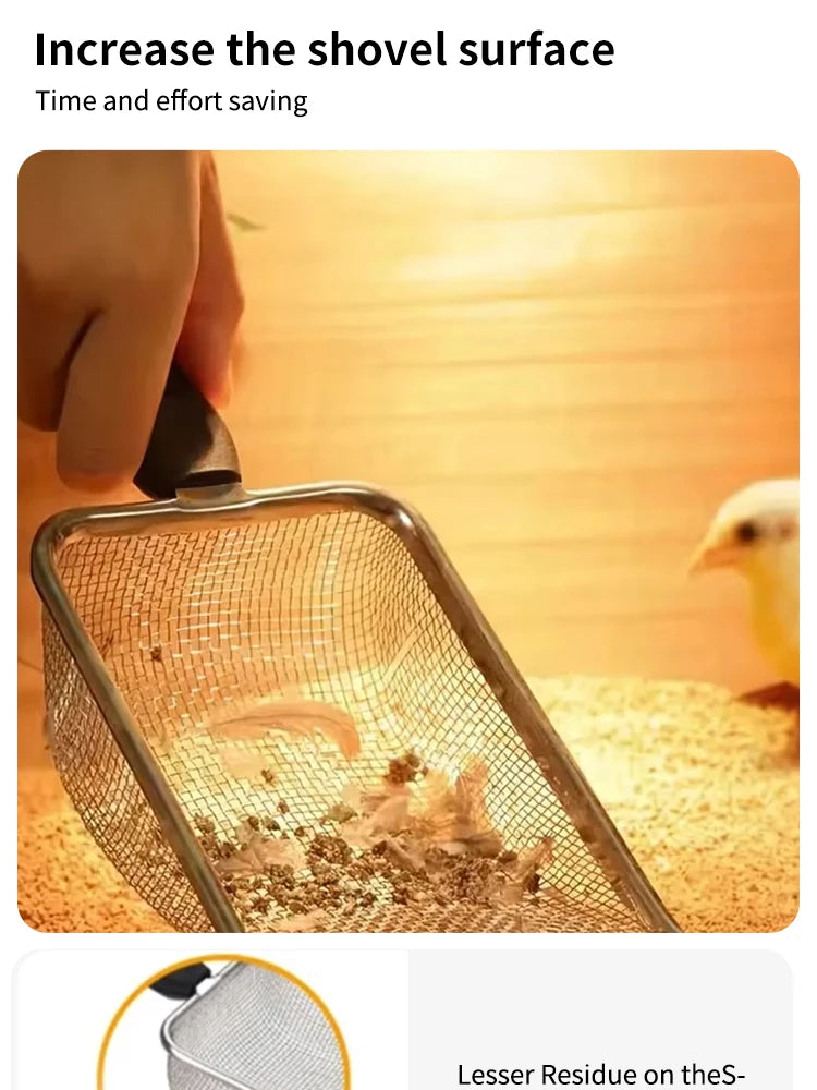 Pala de Arena para Gatos con Malla Fina de Acero Inoxidable