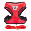 Red mesh pet harness and matching red leash set