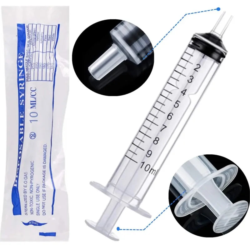 10ml Plastic Syringe for Liquid Measurement & Dispensing (Pack of 10)