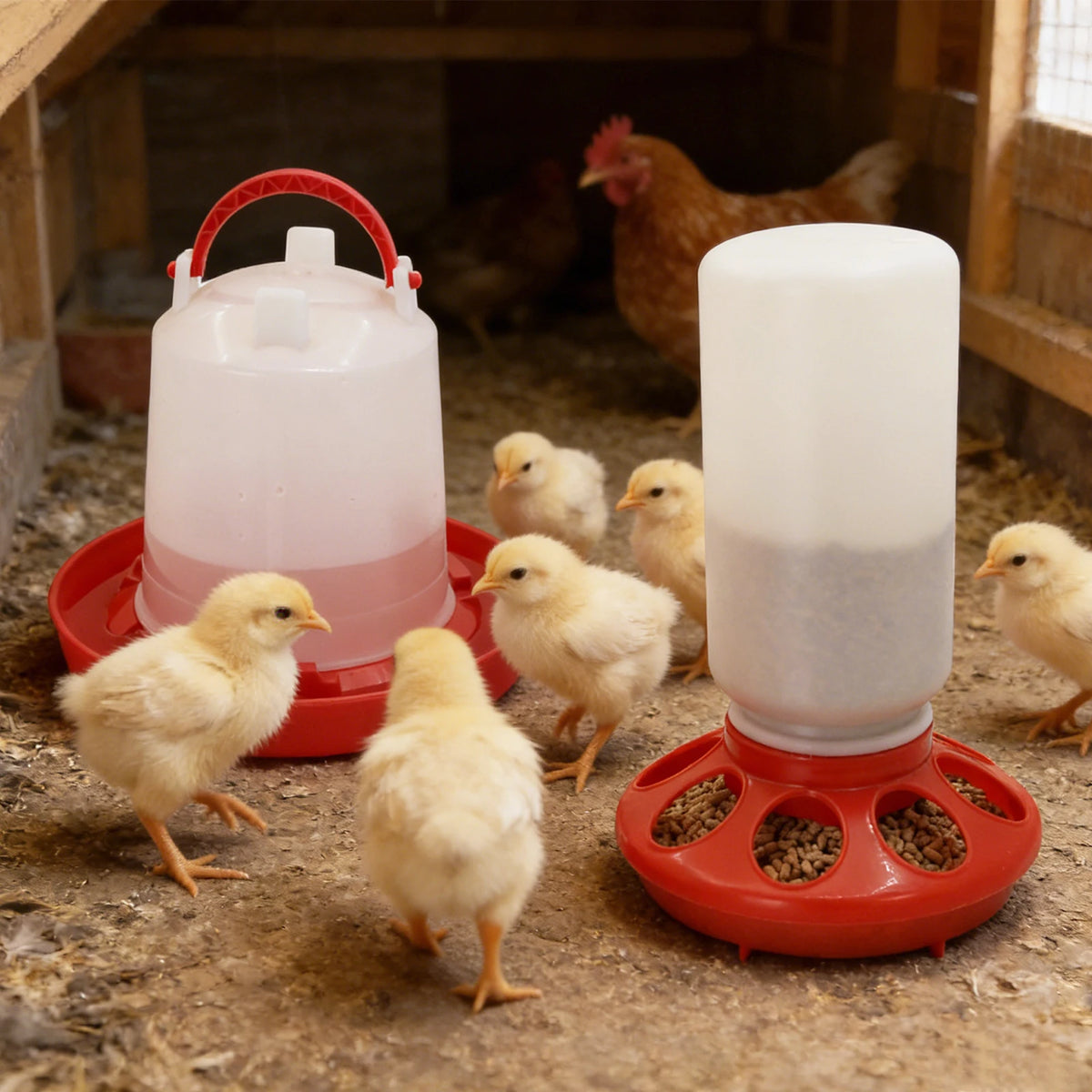 Automatic Poultry Feeder and Waterer Set