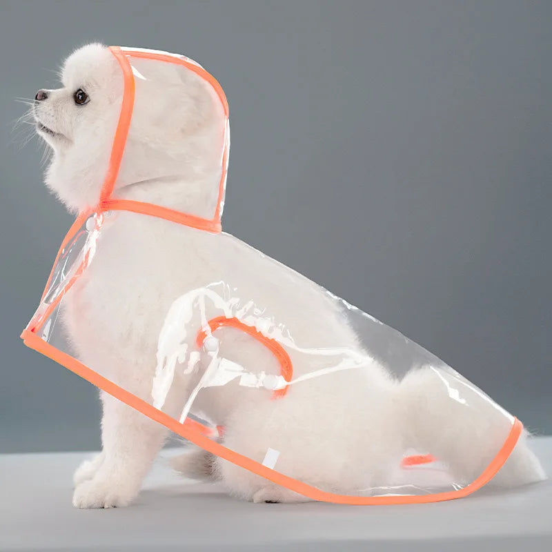 Clear Waterproof Dog Raincoat with Adjustable Hood