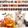 Halloween Pumpkin Print Dog Hair Bows with Rubber Bands
