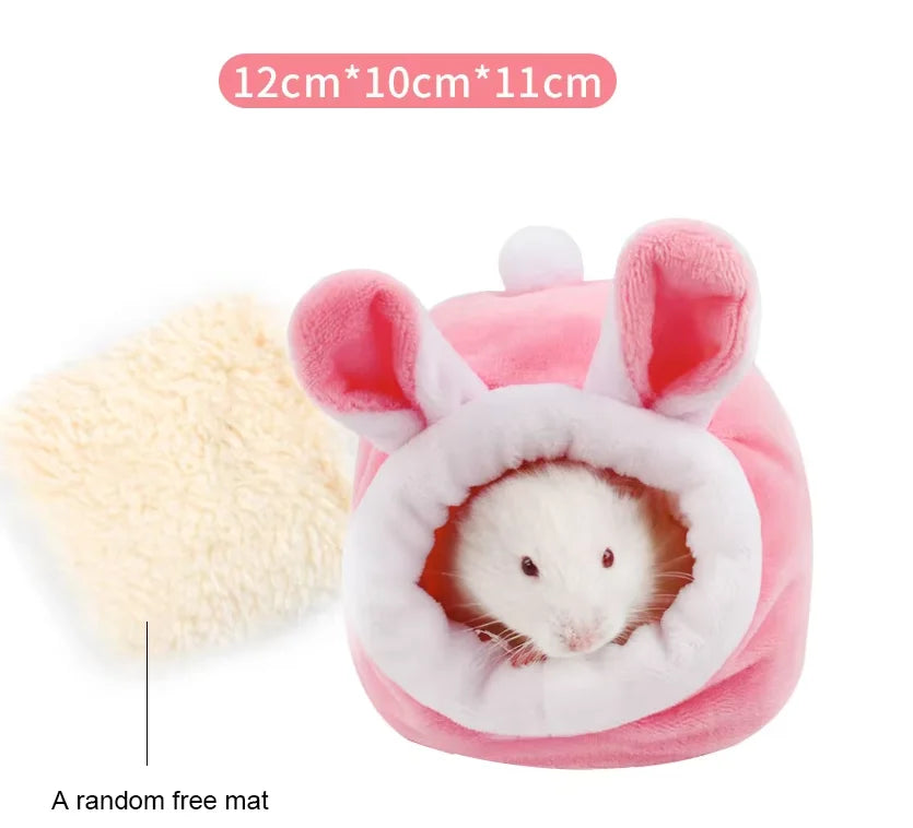 Hamaca de peluche rosa en forma de conejo para mascotas pequeñas