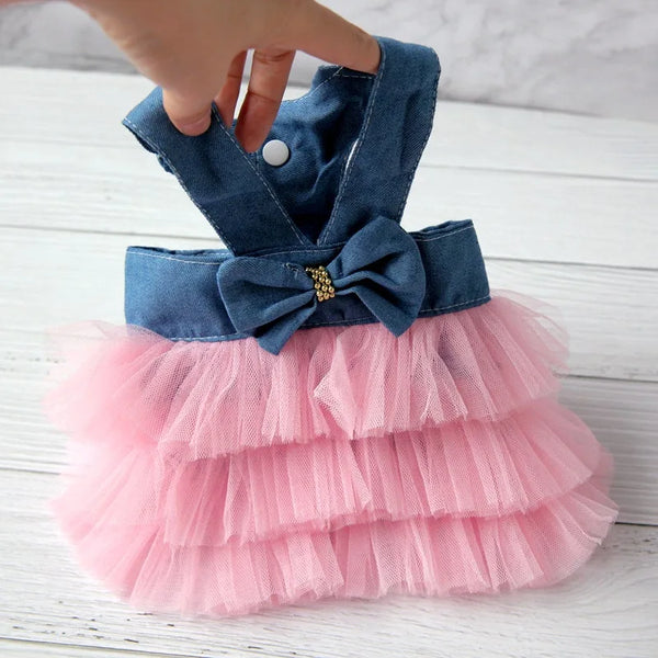 Dog Summer Dress with Lace Skirt