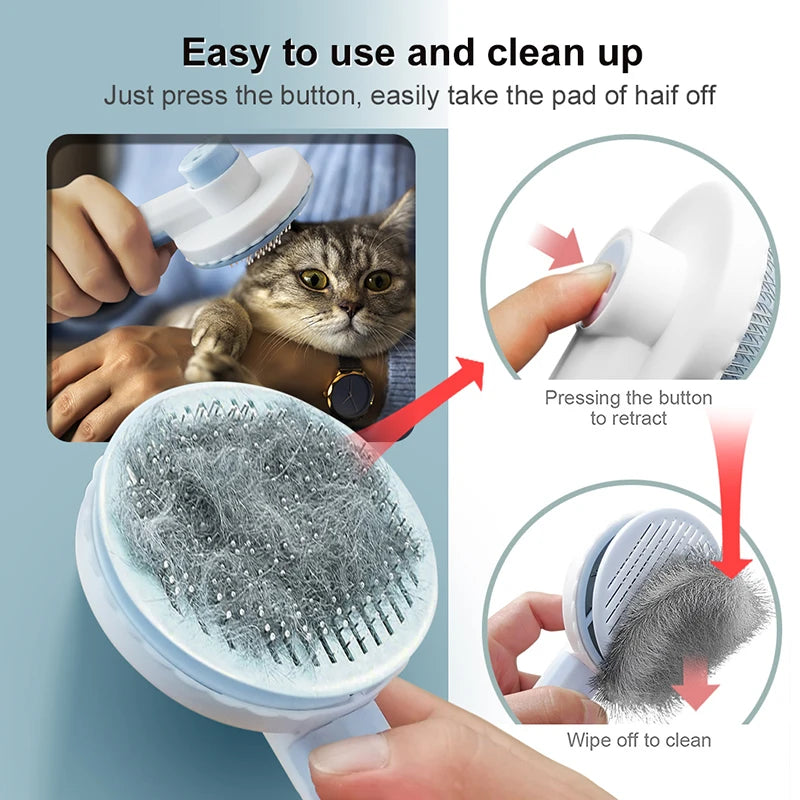 One-Key Pet Hair Removal Brush for Cats and Dogs