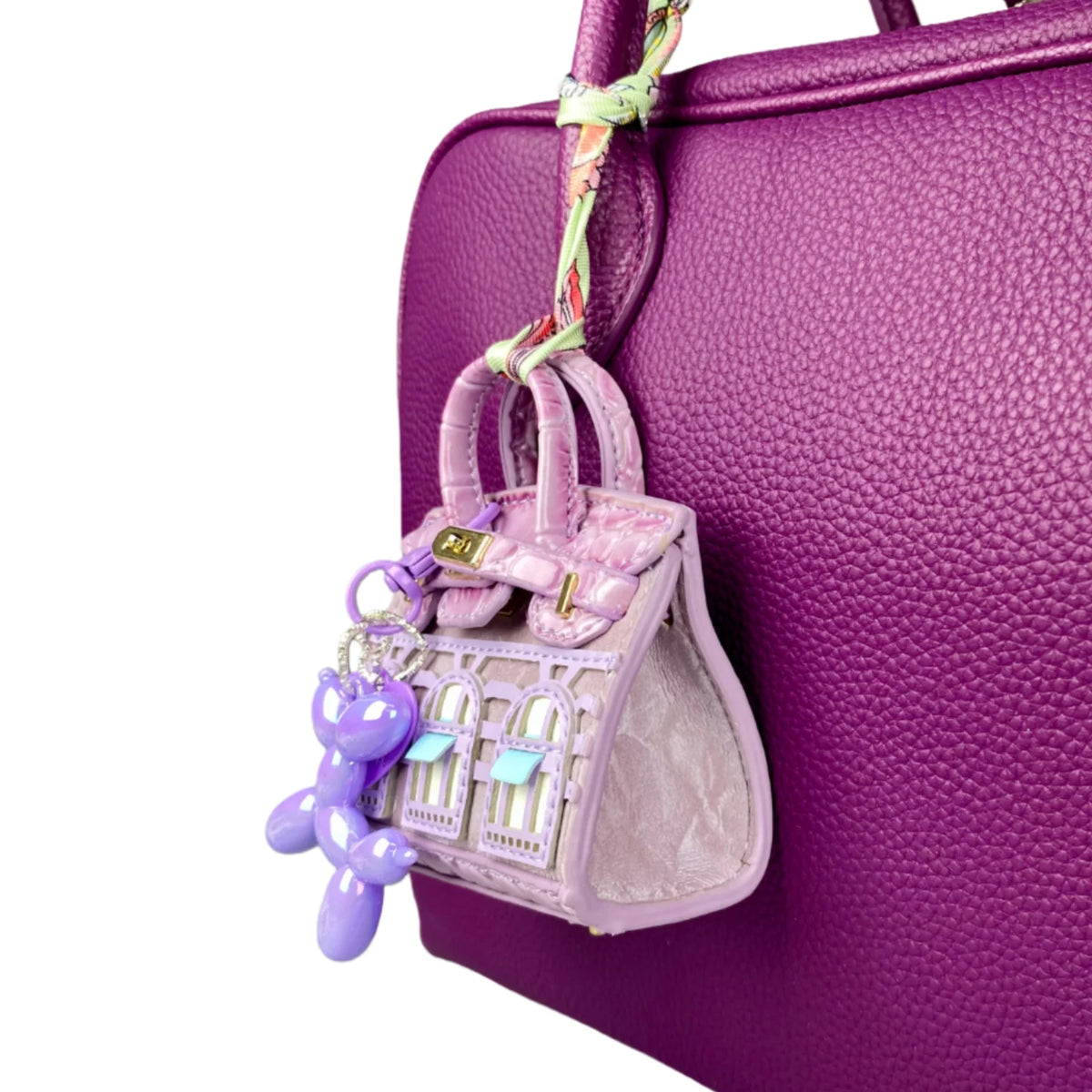 Handcrafted Mini House-Shaped Handbag with Puppy Keychain