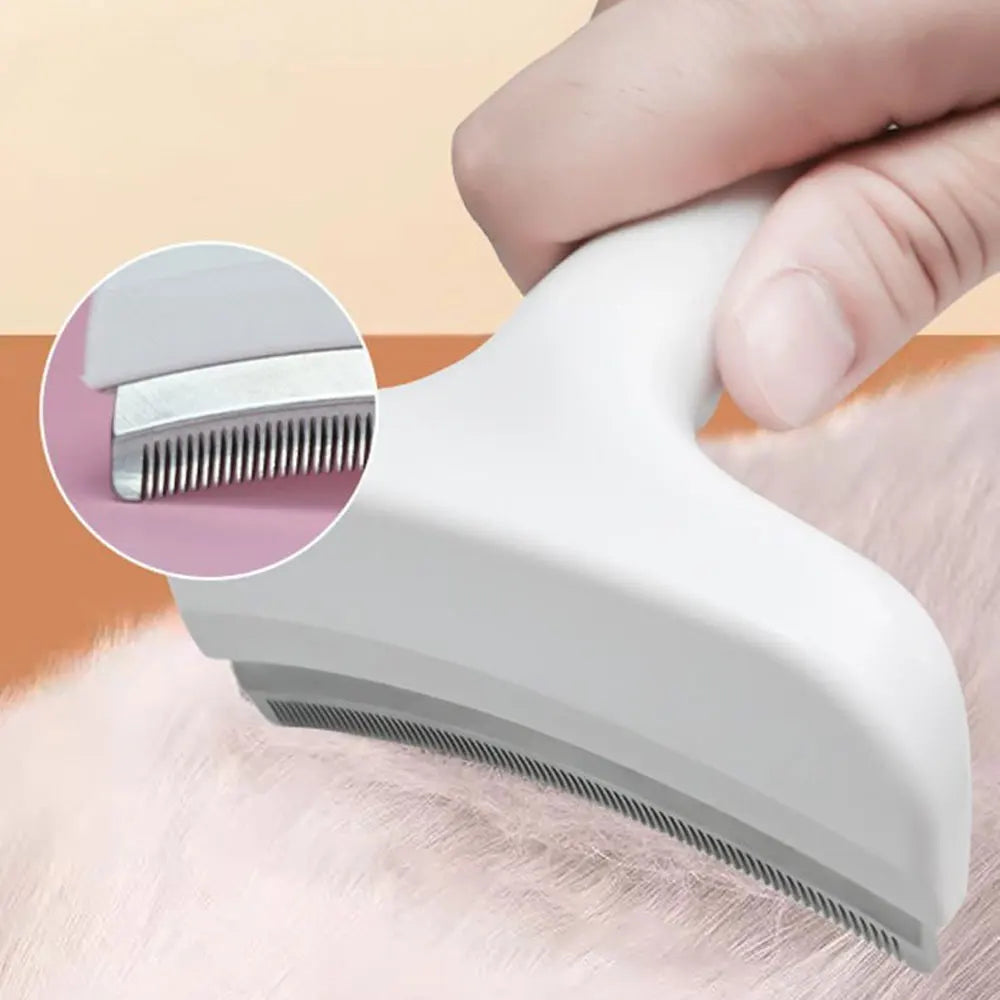 Pet Deshedding Brush with V-Tooth Comb - Gentle Undercoat Rake for Dogs & Cats
