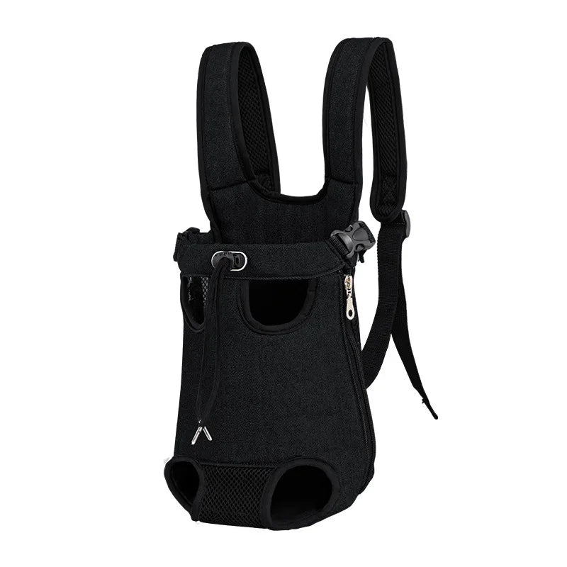 Black outdoor camouflage dog carrier backpack with straps and openings