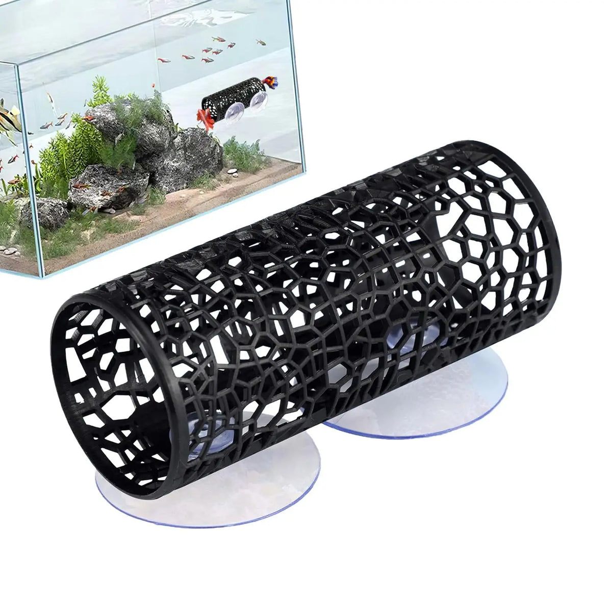 Aquarium Hideout Tube with Suction Cup for Betta and Small Fish
