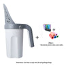 A white integrated pet waste scoop with a gray handle and 20 randomly selected colored garbage bags.