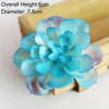 A vibrant blue artificial succulent plant with soft, rounded leaves displayed in a wooden box.
