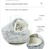 Winter Plush Round Cat Bed 2-in-1 Warm Cat House