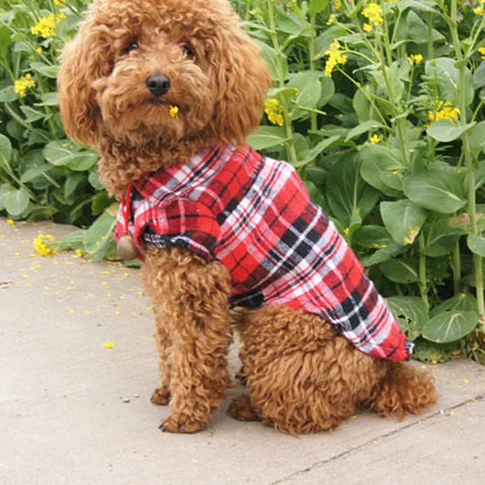 British Style Plaid Pet Shirt Jacket for Small Dogs and Kittens