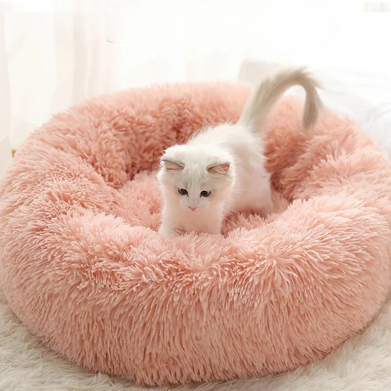 Plush Donut Pet Bed with Raised Edge