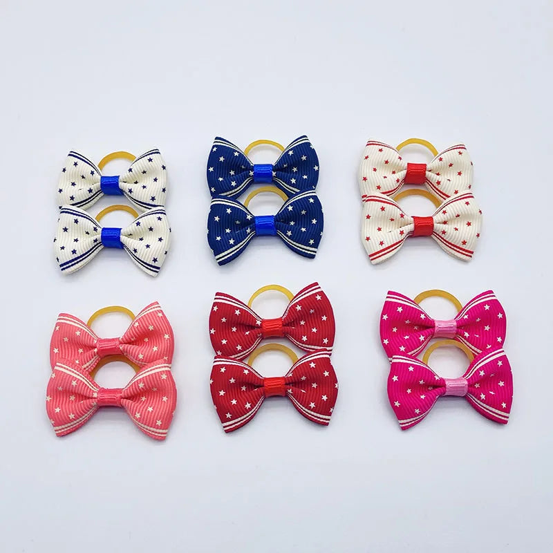 Pet Hair Bows with Elastic Bands (100-Pack)