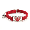 Heart-Shaped Velvet Cat Collar with Bell