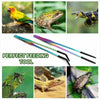 A set of stainless steel aquarium feeding tweezers used for feeding fish or small aquatic animals.