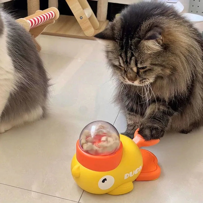 Yellow Duck-Shaped Interactive Treat Dispenser for Cats and Dogs