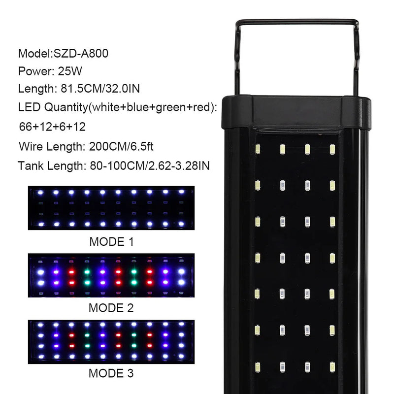Lampe LED Réglable pour Aquarium avec Spectre RGB de Croissance des Plantes