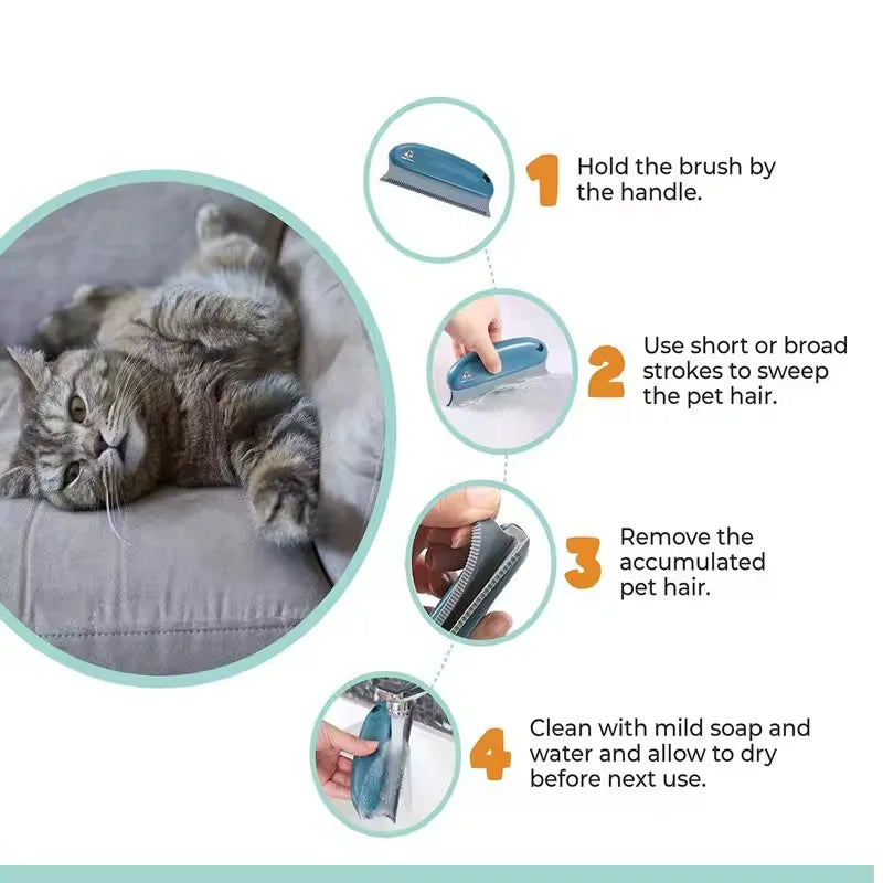 Reusable Pet Hair Remover Brush for Furniture, Clothing & Car Interiors