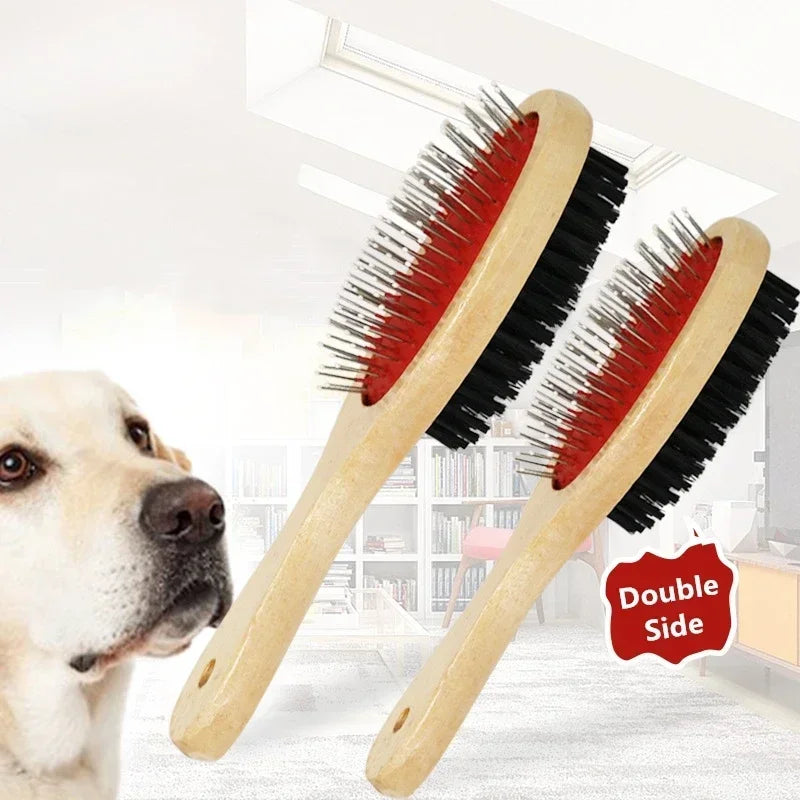 Double-Sided Wooden Pet Grooming Comb