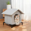 Outdoor Cat House with Heated Insulation and Raised Waterproof Base