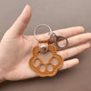 Leather Pet Hair Keepsake Keychain with Cat Paw Design