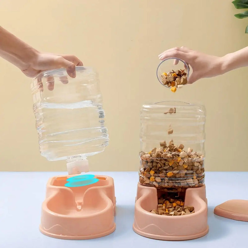 Distributeur de nourriture et fontaine à eau transparents 3,8 L pour animaux