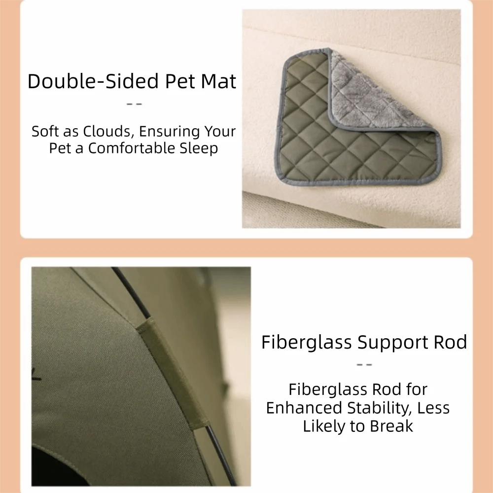 Breathable Pet Tent House with Foldable Design and Double-Sided Mat