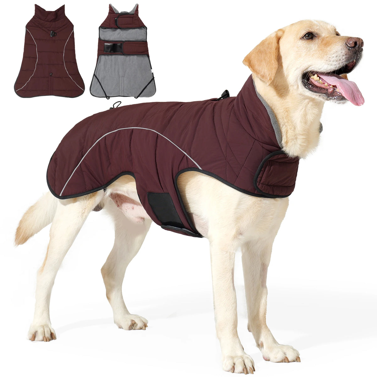 Waterproof Reflective Dog Coat with Adjustable Turtleneck