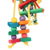 Colorful Wooden Bead and Rope Parrot Chew Toy with Hanging Hook