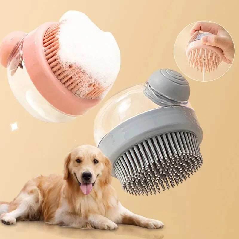 Silikon-Bürste für Haustiere mit Shampoo-Spender