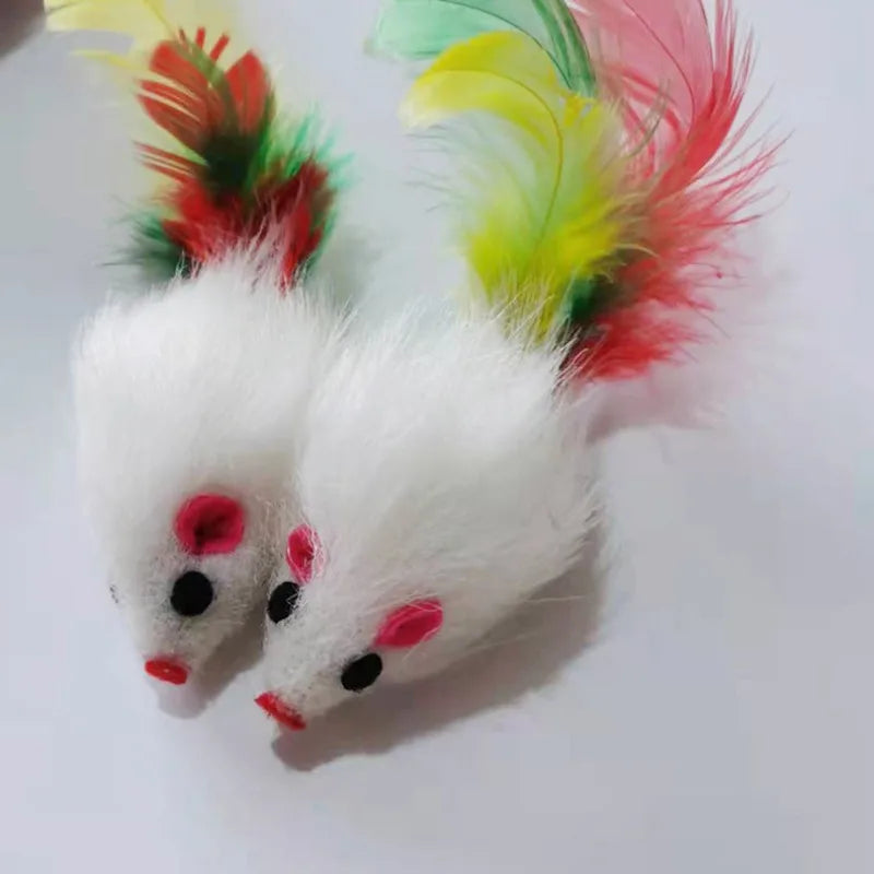 Interactive Plush Cat Toy with Feather Teaser