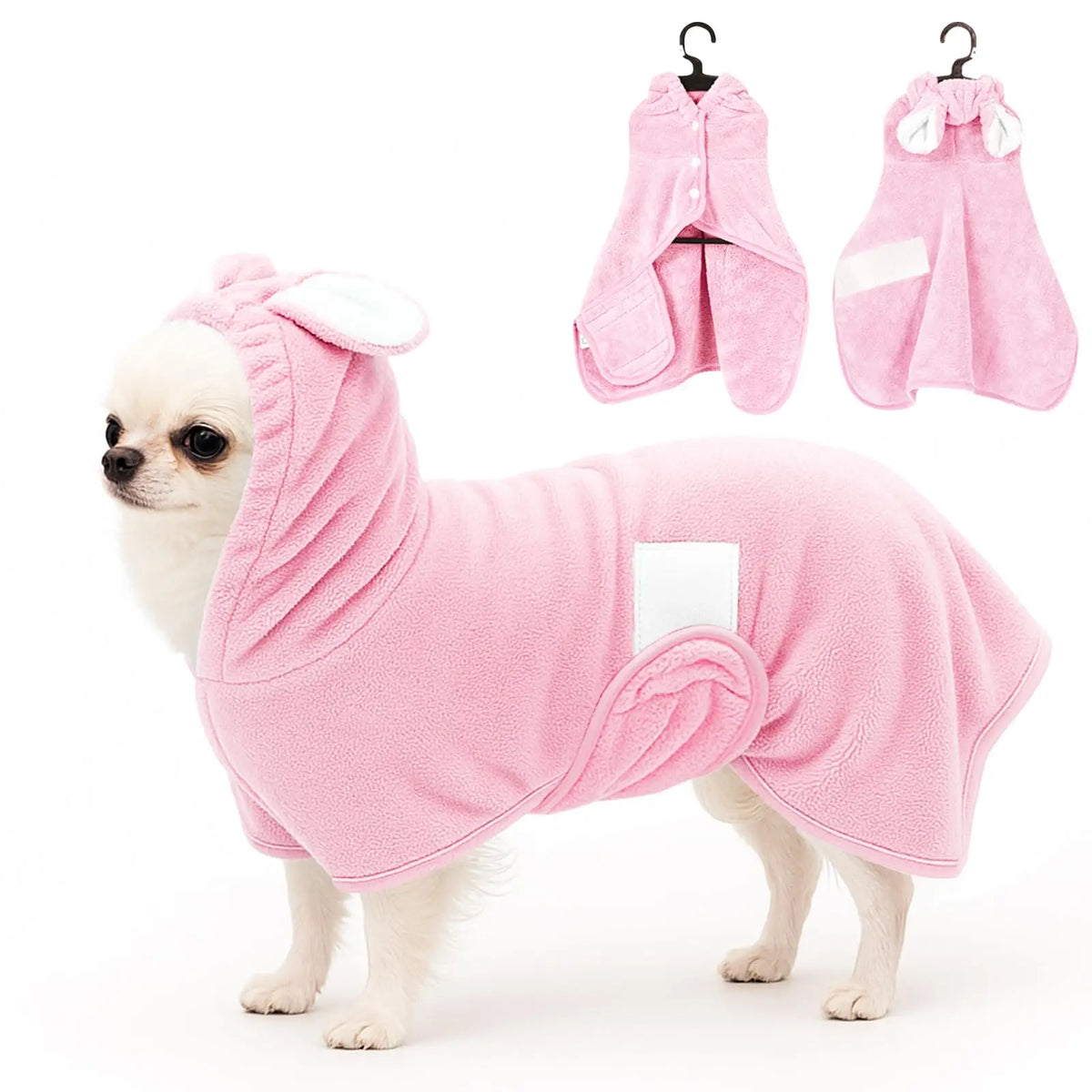Adjustable Hooded Pet Bathrobe – Quick-Dry Microfiber Dog & Cat Towel