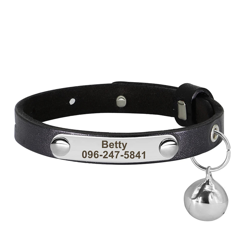 Personalisierte Leder-Halsband für Katzen mit graviertem Namen