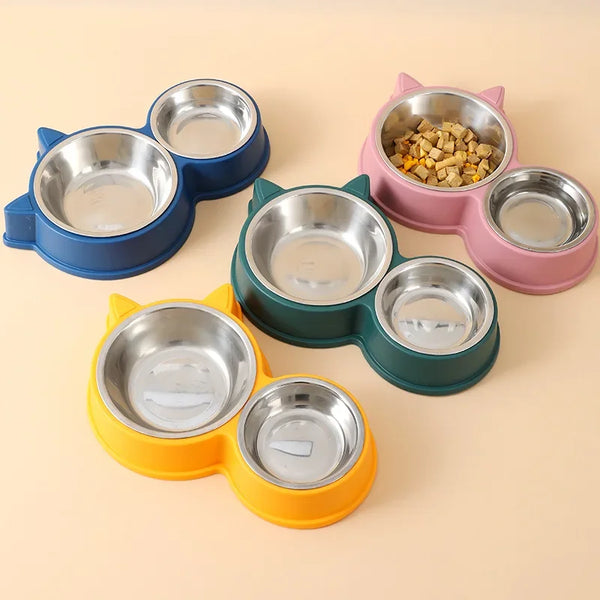 Two Pet Bowls Feeding Set for Dogs and Cats
