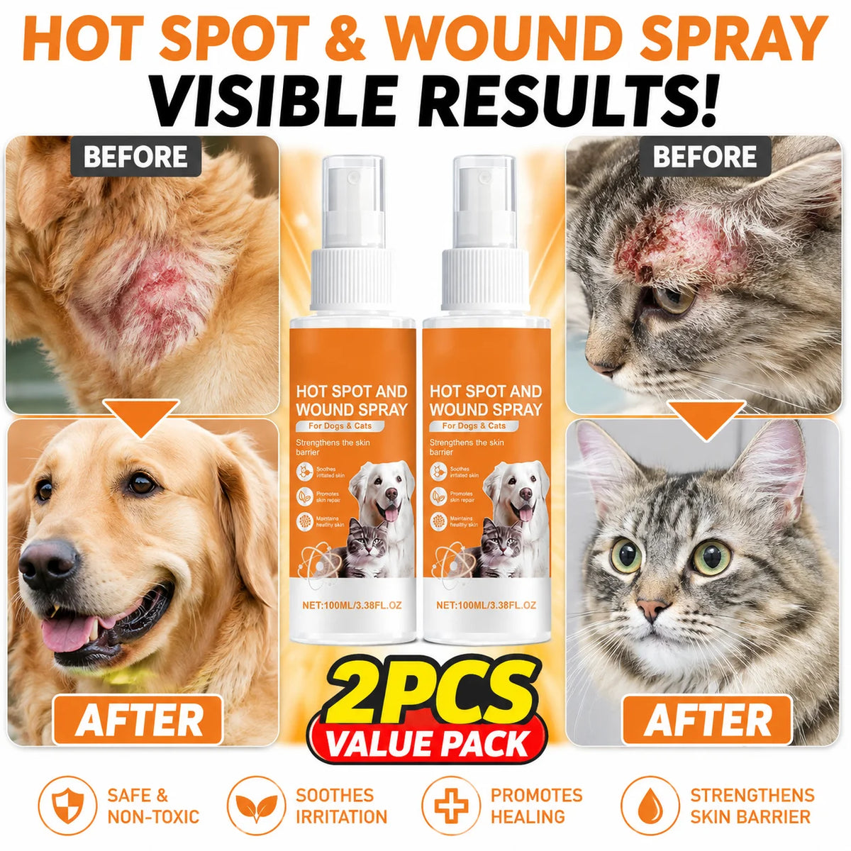 Soothing Hot Spot Spray for Dogs & Cats – Itch Relief and Skin Repair