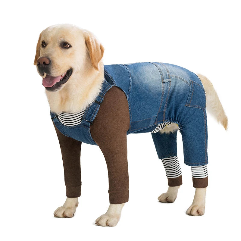 Denim Overalls for Dogs with Reflective Straps