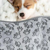 Couverture pour animaux douce et grise avec motif de pattes