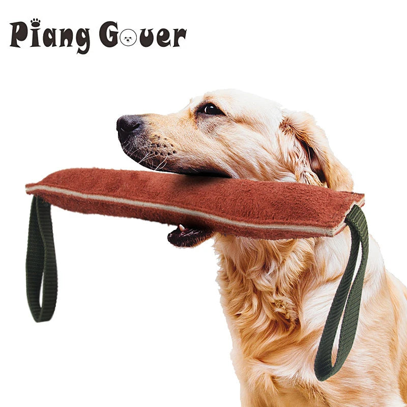 Jouet de traction durable en cuir et tissu pour chiens