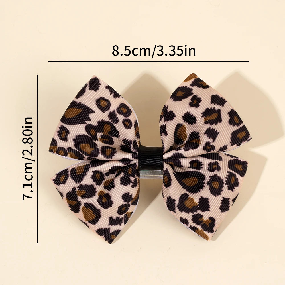 Leopard Bow Hair Clips for Girls - Set of 2