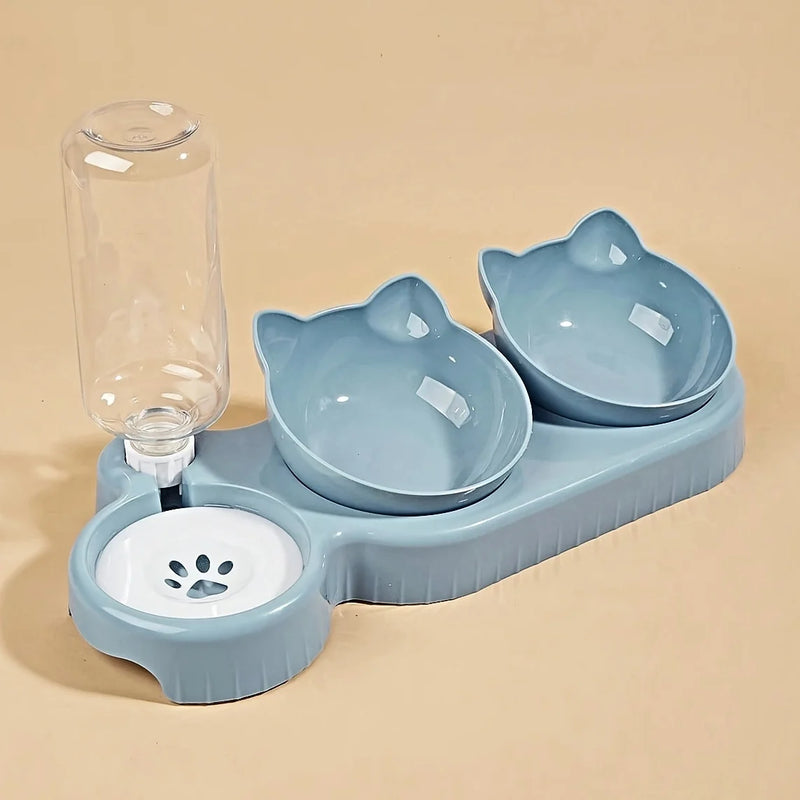 3-in-1 Schräggestell für Katzenfutter und Wasser