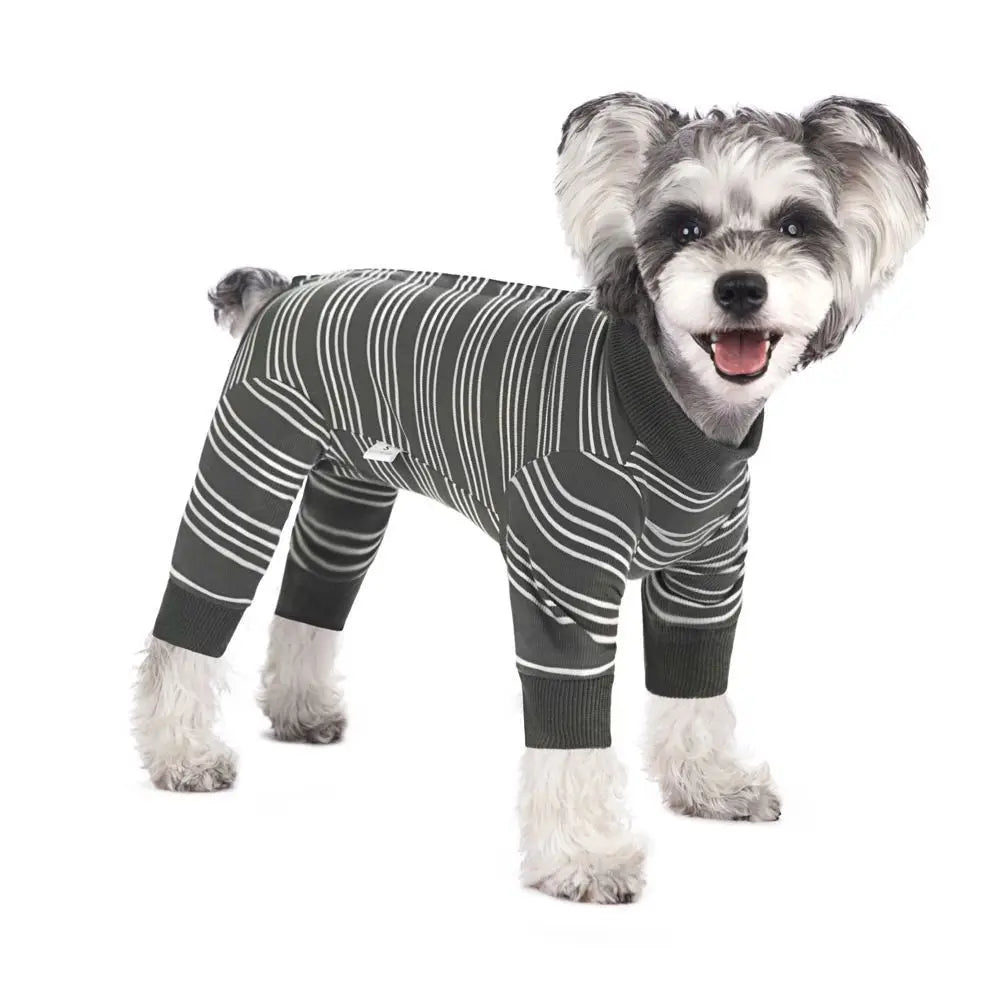 Striped Four-Leg Dog Pajama Jumpsuit