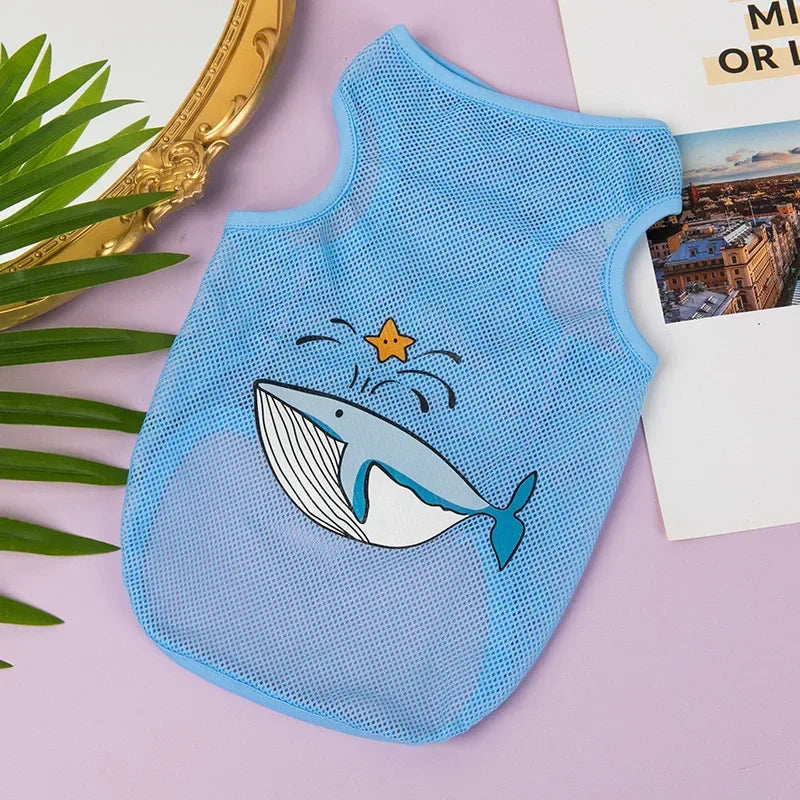 Breathable Mesh Pet Vest with Cute Cartoon Print
