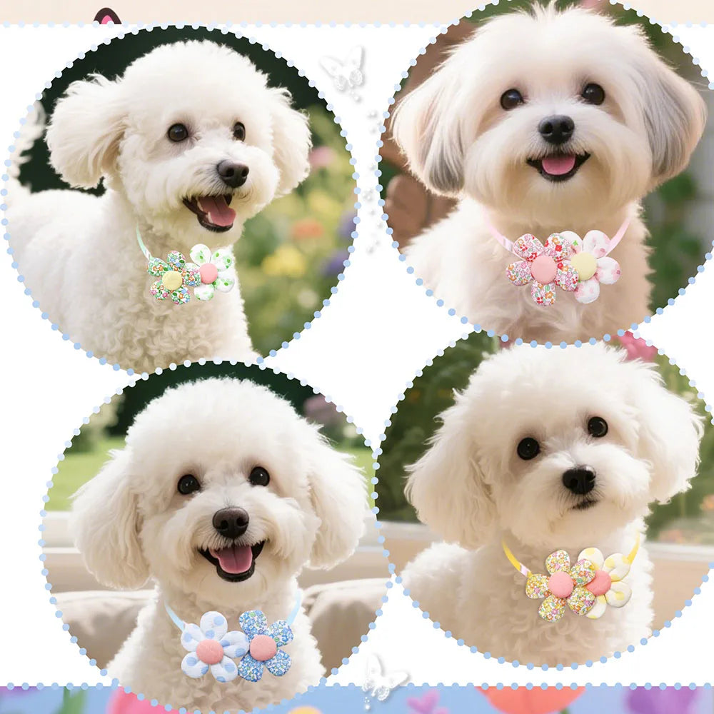 Handmade Flower-Shaped Adjustable Pet Bow Tie