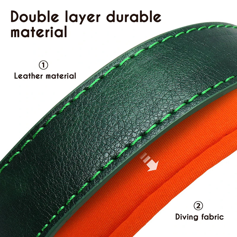 Personalisierte gepolsterte Leder-Hundehalsband mit graviertem Namensschild